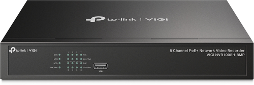 TP-Link VIGI NVR1008H-8MP, 8 channels, 3840 x 2160 pixels, 720p, 1080p, 2160p, 3840x2160,1920x1080, 1680x1050, 1440x900, 1280x1024, 1024x768, 1280x720, 1280x720@60fps, 1920x1080@60fps, 3840x2160@30fps, H.264, H.264+, H.265, H.265+